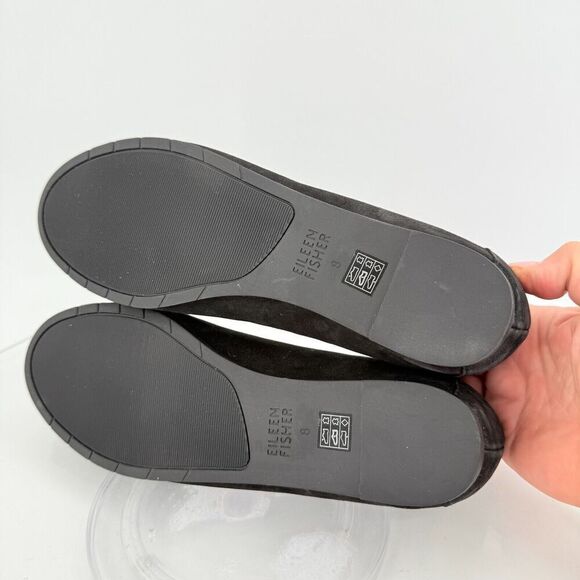 Eileen Fisher Womens Una Hidden Wedge Ballet Flats Size 8 Black Suede Round Toe - Picture 10 of 15